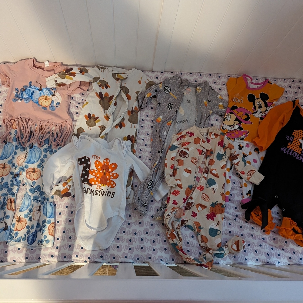 Halloween Fall Thanksgiving baby clothes bundle